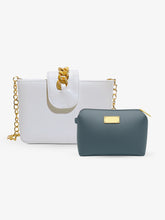 White Crossbody Bag with Free Gray Makeup Pouch